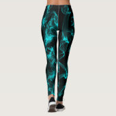 Schwarz mit Neon Green Liquide Rauchmuster Leggings (Rückseite)