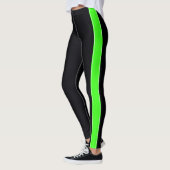 Schwarz mit Neon Green Stripes Leggings (Links)