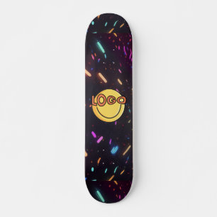 Schwarz mit Neon Sprinkles Rave Party Vibes Skateboard