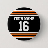 Schwarz mit Orange White Stripes Team Jersey Button (Vorderseite)