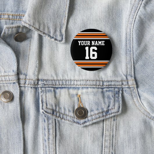 Schwarz mit Orange White Stripes Team Jersey Button (Beispiel)