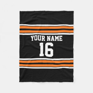 Schwarz mit Orange White Stripes Team Jersey Fleecedecke