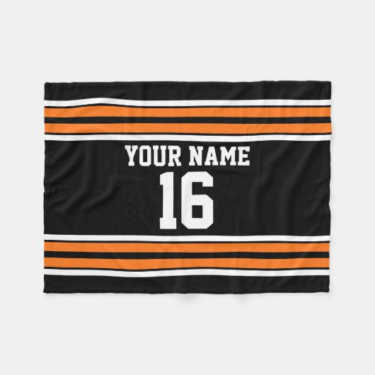 Schwarz mit Orange White Stripes Team Jersey Fleecedecke (Vorderseite (Horizontal))