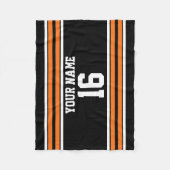 Schwarz mit Orange White Stripes Team Jersey Fleecedecke (Vorderseite)