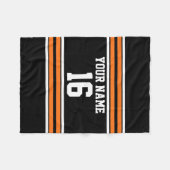 Schwarz mit Orange White Stripes Team Jersey Fleecedecke (Vorderseite (Horizontal))