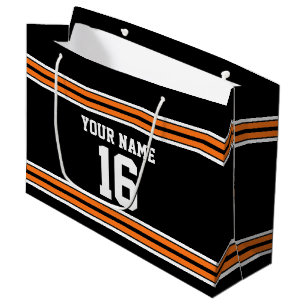 Schwarz mit Orange White Stripes Team Jersey Große Geschenktüte