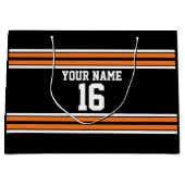 Schwarz mit Orange White Stripes Team Jersey Große Geschenktüte (Vorderseite)