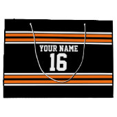 Schwarz mit Orange White Stripes Team Jersey Große Geschenktüte (Rückseite)