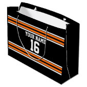 Schwarz mit Orange White Stripes Team Jersey Große Geschenktüte (Rückseite Schrägansicht)