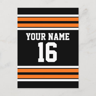 Schwarz mit Orange White Stripes Team Jersey Postkarte