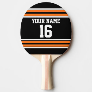 Schwarz mit Orange White Stripes Team Jersey Tischtennis Schläger