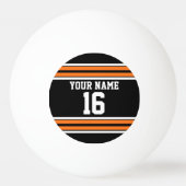 Schwarz mit Orange White Stripes Team Jersey Tischtennisball (Vorderseite)