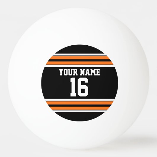 Schwarz mit Orange White Stripes Team Jersey Tischtennisball (Vorderseite)