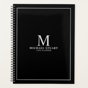 Schwarz mit Personalisierter Silver Monogramm und Planer