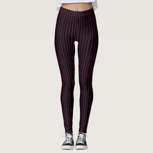 Schwarz mit Pink Pinstripe Leggings (Vorderseite)