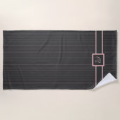 Schwarz mit Pink Pinstripes Beach Handtuch (Vorderseite)