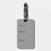 Schwarz mit Pink Pinstripes Gepäckanhänger (Rückseite vertikal)