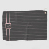 Schwarz mit Pink Pinstripes Golf Handtuch (Horizontal)