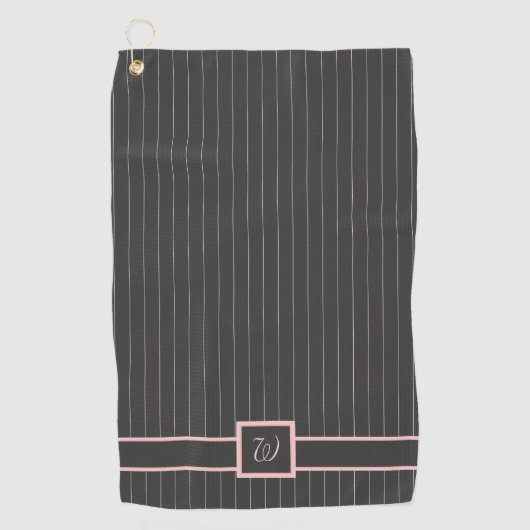 Schwarz mit Pink Pinstripes Golf Handtuch (Vorderseite)