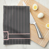 Schwarz mit Pink Pinstripes Küche Handtuch (Viertel Falte)