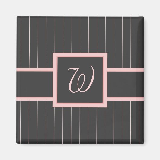 Schwarz mit Pink Pinstripes Magnet (Vorne)