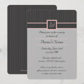 Schwarz mit Pink Pinstripes Party Einladung (Vorne/Hinten)