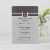 Schwarz mit Pink Pinstripes Party Einladung (Stehend Vorderseite)