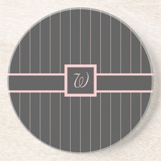 Schwarz mit Pink Pinstripes Sandstone Untersetzer (Vorne)