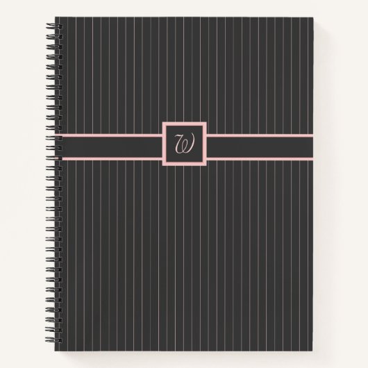 Schwarz mit Pink Pinstripes Spiralnotebook Notizblock (Vorderseite)