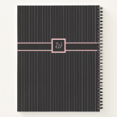 Schwarz mit Pink Pinstripes Spiralnotebook Notizblock (Rückseite)