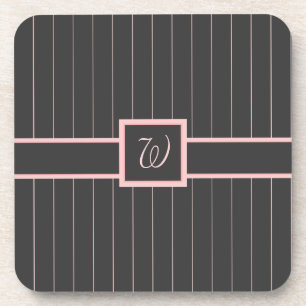 Schwarz mit Pink Pinstripes Square Untersetzer