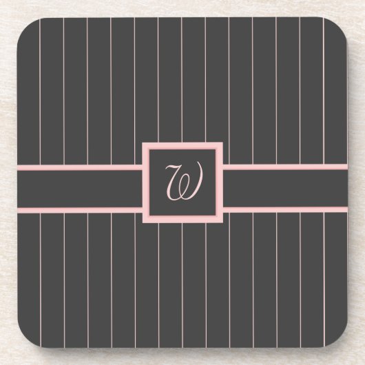 Schwarz mit Pink Pinstripes Square Untersetzer (Vorderseite)