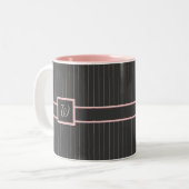 Schwarz mit Pink Pinstripes Tasse (Vorderseite Links)