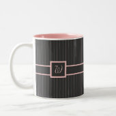 Schwarz mit Pink Pinstripes Tasse (Links)