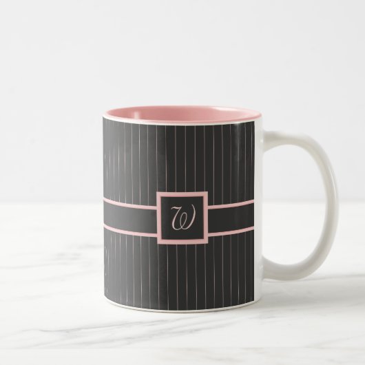 Schwarz mit Pink Pinstripes Tasse (Rechts)