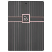 Schwarz mit Pink Pinstripes Zwischenablage Klemmbrett (Rückseite)