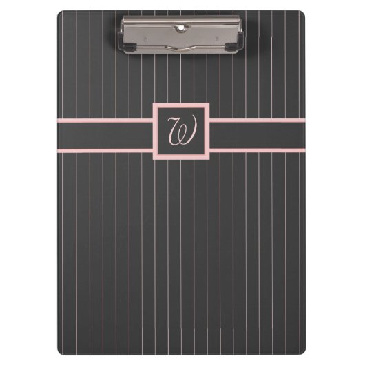 Schwarz mit Pink Pinstripes Zwischenablage Klemmbrett (Vorderseite)