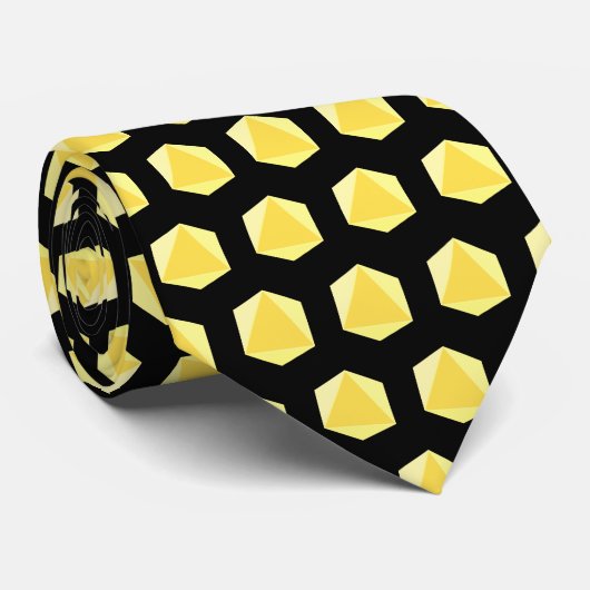 Schwarz mit polyhedralen Würfeln Krawatte (Gerollt)