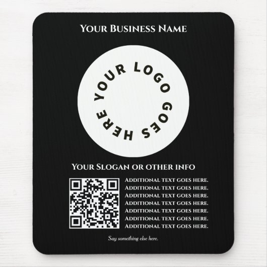 Schwarz mit QR-Code fügen Sie Ihren eigenen Text u Mousepad (Vorne)