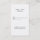 Schwarz mit Red Apples LehrerInnen-Visitenkarte Terminkarte (Rückseite)