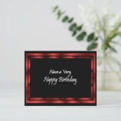 Schwarz mit Red Ribbon Happy Birthday - anpassen Postkarte (Stehend Vorderseite)
