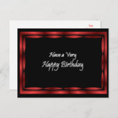 Schwarz mit Red Ribbon Happy Birthday - anpassen Postkarte (Vorne/Hinten)