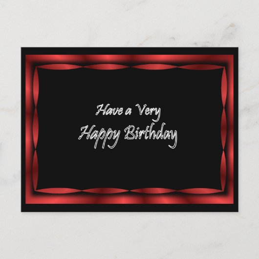 Schwarz mit Red Ribbon Happy Birthday - anpassen Postkarte (Vorderseite)