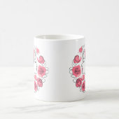 Schwarz mit rosa Blume Kaffeefrau Tasse (Mittel)