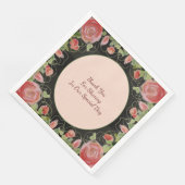 Schwarz mit rosa Blütenfarbe Serviette (Ecke)