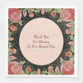 Schwarz mit rosa Blütenfarbe Serviette (Vorderseite)