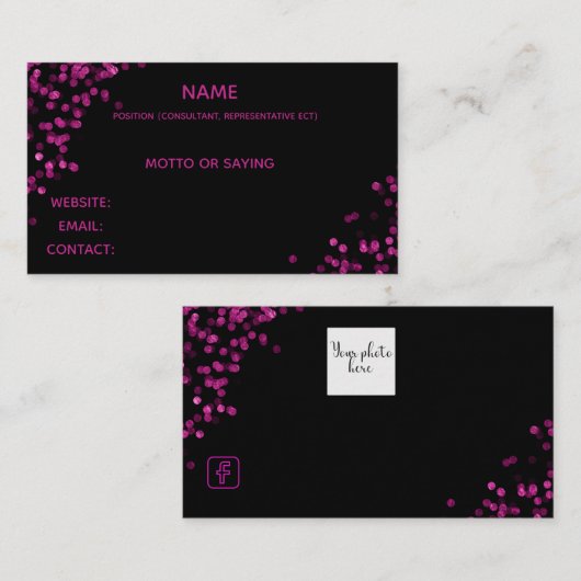 Schwarz mit rosa Design Visitenkarte (Vorne/Hinten)