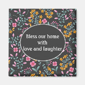 Schwarz mit rosa gelber Blüte Blässe Unsere Zuhaus Magnet (Vorne)