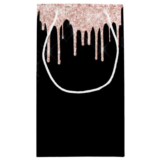 Schwarz mit Rosa-Glitzer - Mit Monogramm Kleine Geschenktüte (Rückseite)