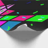Schwarz mit rosa grün blauen Mustern Funkes Gesche Geschenkpapier (Ecke)